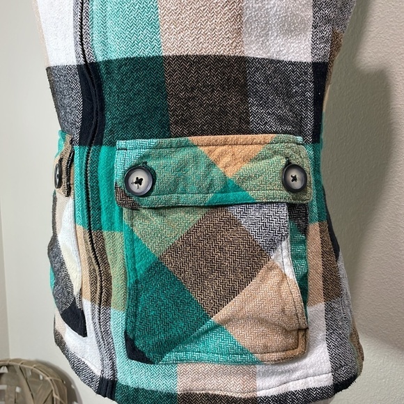 Kavu Zip Up Hooded Vest Kelly Green White Black Brown Tan Great for Fall Small - Picture 4 of 14
